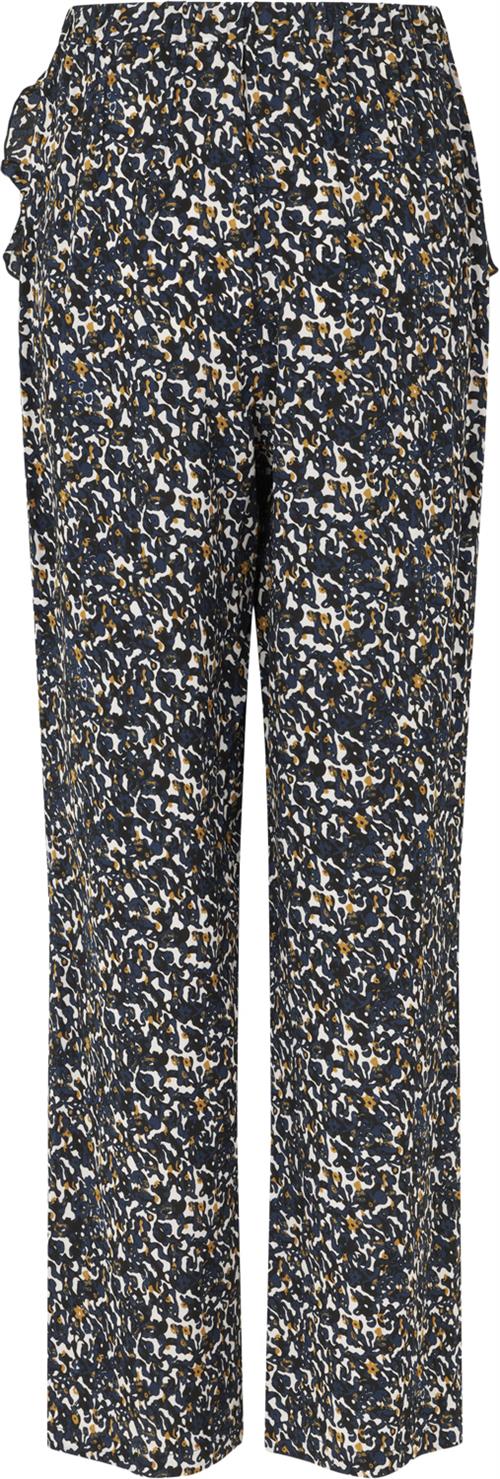 Rosemunde Viscose Trousers Kvinde Navy Camo Print Bukser Med Lige Ben Str 38 - hos Magasin