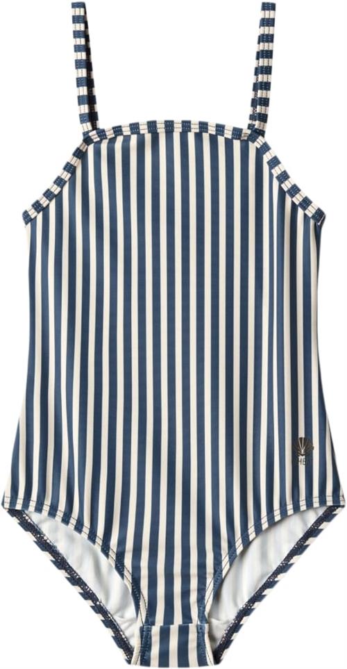 Wheat Badedragt Manon Str 116 cm / 6 år - Indigo Stripe Badedragter Polyester hos Magasin