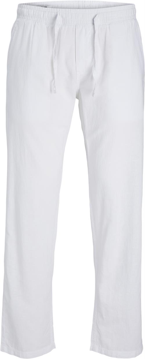 Jack & Jones Jpstkane Jjsummer Linen Blend Jogge Mand Bright White Casual Bukser Str S - hos Magasin