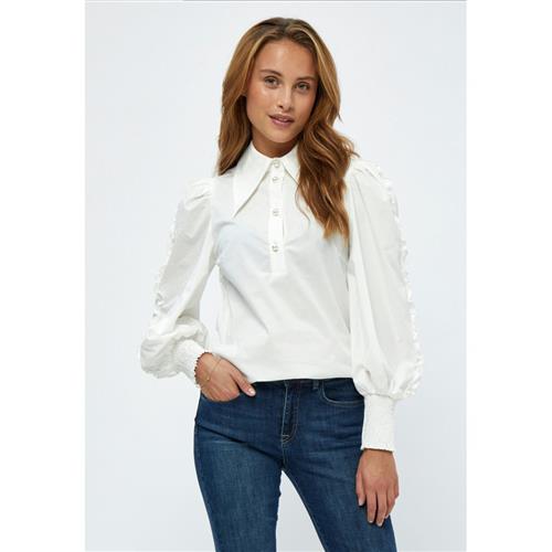 Minus Hellen Pearl Shirt Kvinde Cloud Dancer Langærmede Skjorter Str 40 - hos Magasin