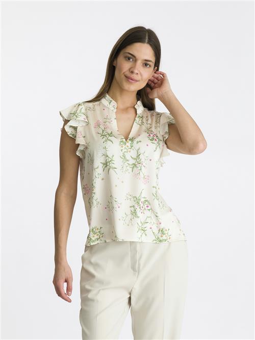 Neo Noir Stella Flower Field Blouse Kvinde Off White Kortærmede Bluser Str 42 - hos Magasin