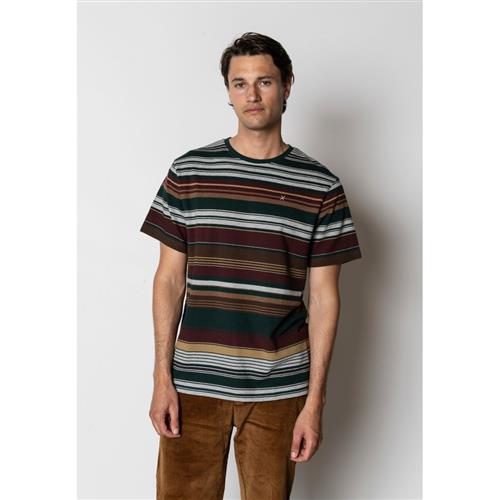 Se Clean Cut Copenhagen Scott Jacquard Tshirt Mand Deep Green/dark Plum Stripe Kortærmede T-shirts Str S - Bomuld hos Magasin ved Magasin