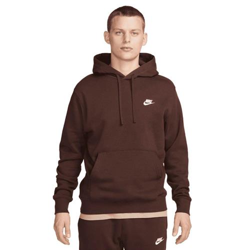 Nike Club Fleece Hoodie Mand Cacao Wow/cacao Wow/white Hoodies Str S - Bomuld hos Magasin