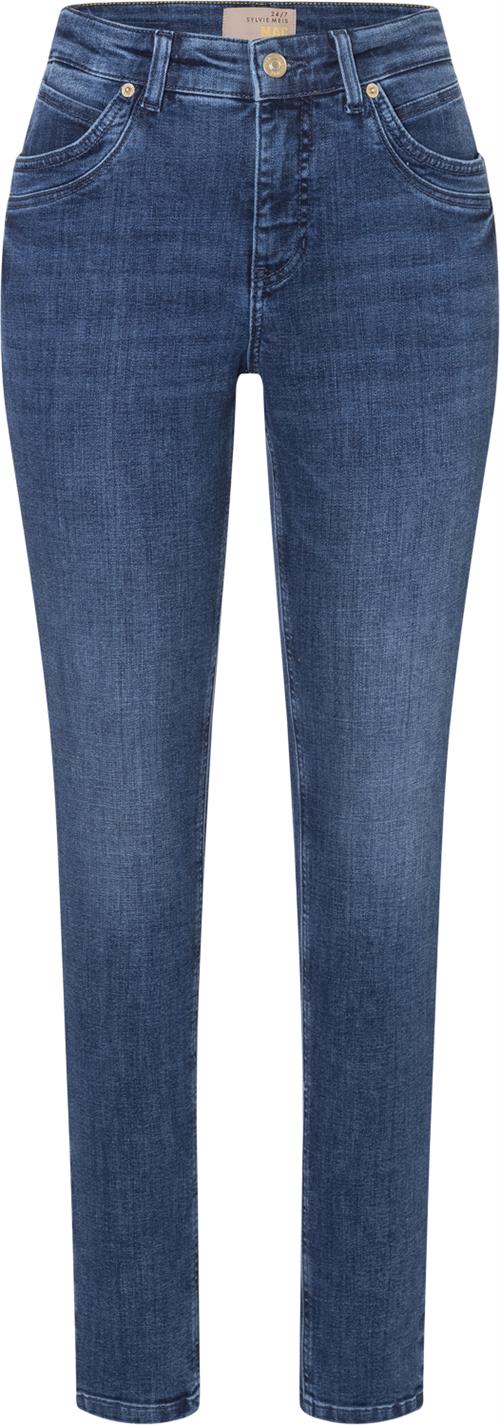 Se MAC Jeans MEL Kvinde Dark Blue Modern Wash Skinny Jeans Str W36 / L32 - hos Magasin ved Magasin