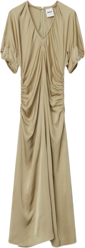 DAY Birger et Mikkelsen Judy Fluid Viscose Kvinde Blonde Khaki Maxi Kjoler Str 42 - hos Magasin