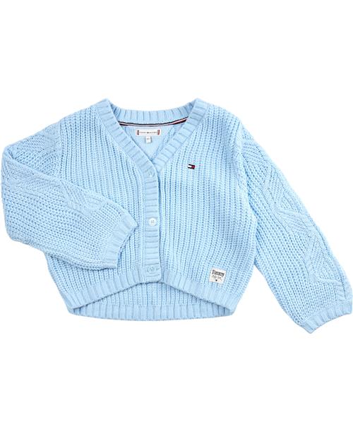 Se Tommy Hilfiger Pointelle Cardigan Str 4 år / 104 cm - Chambray Sky Cardigans hos Magasin ved Magasin