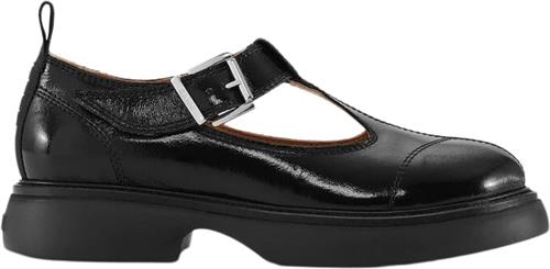 Ganni Everyday Buckle Mary Jane Tonal Nap Kvinde Black/black Loafers Str 40 - hos Magasin