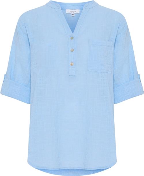 Se Sorbet Sbalexa Solid Blouse Kvinde Cerulean Kortærmede Bluser Str XL - hos Magasin ved Magasin