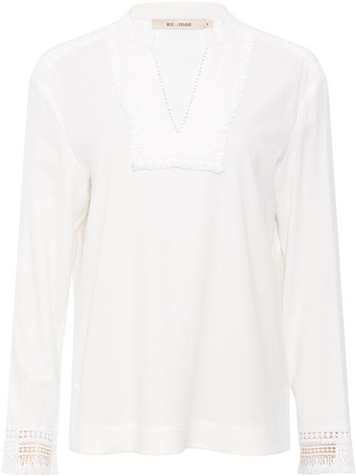 Rue de Femme ¤ New Clarissa Blouse RdF ¤ Kvinde Offwhite Langærmede Bluser Str XL - hos Magasin