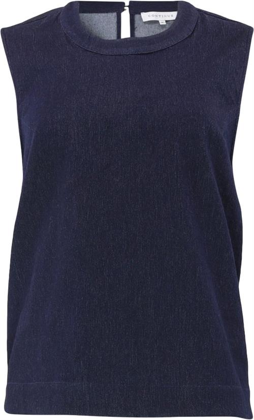 CONTINUE Cosma top Kvinde Denim Blue Toppe Str XS - Denim hos Magasin