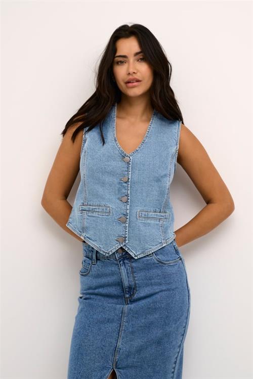 Kaffe Kababeth Denim Vest Kvinde Light Blue Washed Denim Veste Str 44 Denim - hos Magasin