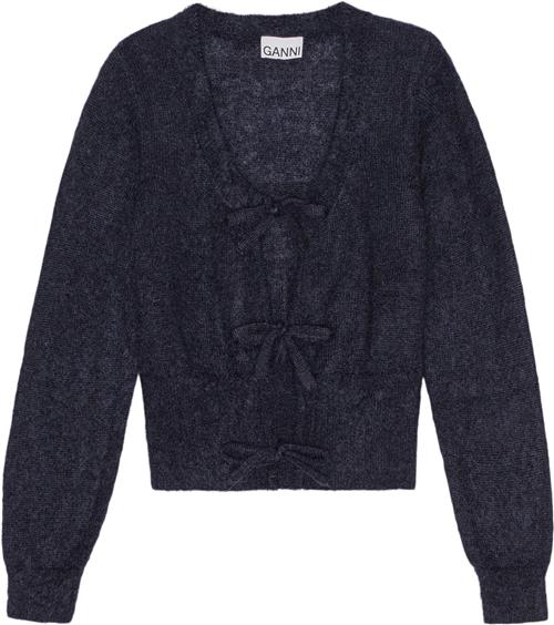 Se Ganni Light Mohair Tie String Cardigan Kvinde Sky Captain Cardigans Str XS Mohair - hos Magasin ved Magasin