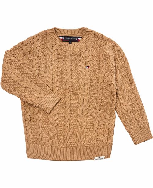 Se Tommy Hilfiger Essential Cable Sweater Str 5 år / 110 cm - Rbl Strik hos Magasin ved Magasin