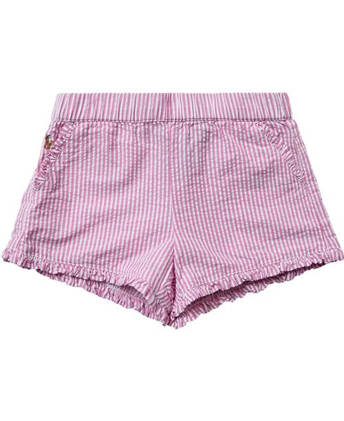 Polo Ralph Lauren Striped Ruffled Cotton Seersucker Short Str 5 / 5 år - Lyserød/hvid Shorts & Bloomers Bomuld hos Magasin