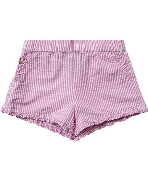 Polo Ralph Lauren Striped Ruffled Cotton Seersucker Short Str 2 År - Lyserød/hvid Shorts & Bloomers Bomuld hos Magasin