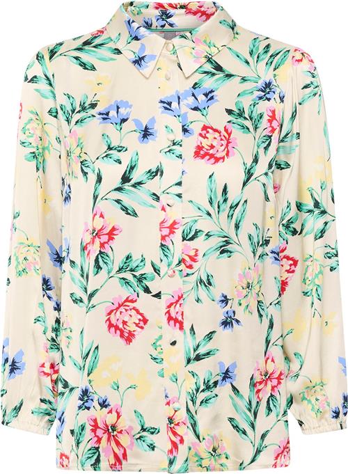 Culture Cujulie Shirt Kvinde Green/red Flower Langærmede Bluser Str L - hos Magasin