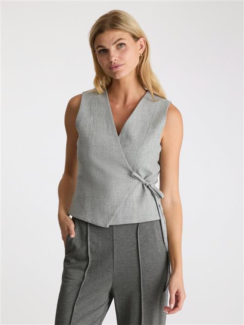 Se Neo Noir Samara Wrap Waistcoat Kvinde Grey Melange Veste Str 42 - hos Magasin ved Magasin