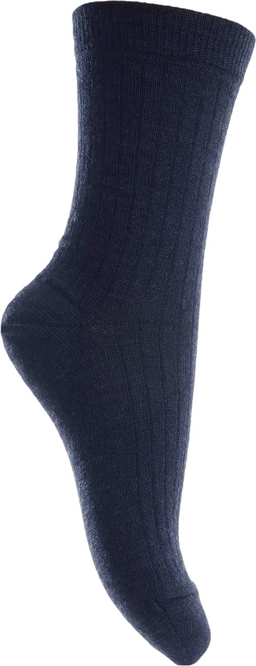 mp Denmark Wool rib Socks Str 29/32 - Navy Strømper hos Magasin