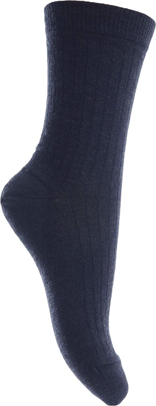 mp Denmark Wool rib Socks Str 40/42 - Navy Strømper hos Magasin