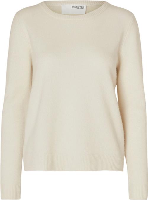 Selected Femme Slfmanila LS Knit Cashmere Oneck N Kvinde Birch Sweaters Str L Cashmere - hos Magasin