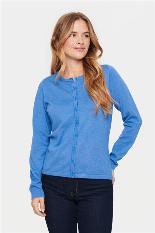 Saint Tropez A8661, Milasz Rneck Cardigan Kvinde Dutch Blue Melange Cardigans Classic Fit Str S - hos Magasin