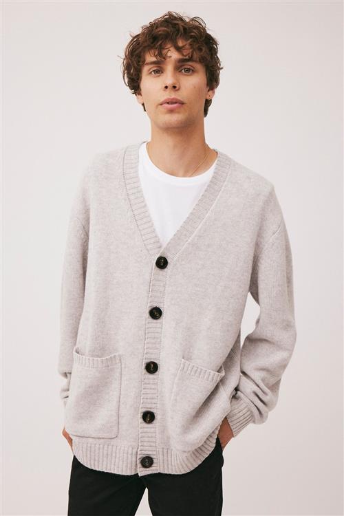 Magasin du Nord Collection Magasin Ethan 1 RWS Cashmere & Uldmix Mand Light Grey Melange Cardigans Str S Cashmere