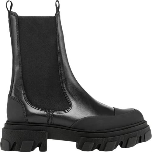 Ganni Cleated Mid Chelsea Boot Black Stit Kvinde Black Vinterstøvler Str 39 - hos Magasin