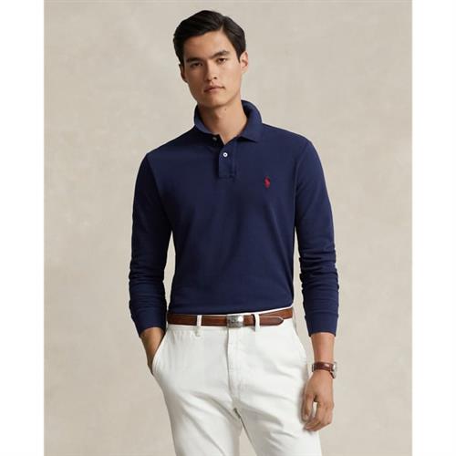 Se Polo Ralph Lauren Custom Slim Fit Mesh Polo Mand Navy Langærmede Poloer Str S - Bomuld hos Magasin ved Magasin