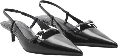 MANGO Slingback Heeled Shoes With Buckle Kvinde Black Slingbacks Str 39 - Læder hos Magasin