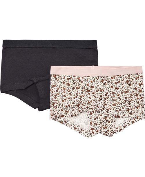 Se Magasin du Nord Collection Magasin Girls Hipsters 2pack Str 2 Brown Mini Flower / Black Underbukser Bomuld ved Magasin