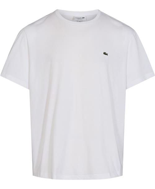 Lacoste Tshirt Mand Hvid Kortærmede T-shirts Regular Fit Str L - Bomuld hos Magasin