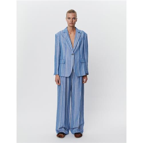 DAY Birger et Mikkelsen Allen Linen Stripe Kvinde Surf The Web Blazere Str 34 - hos Magasin