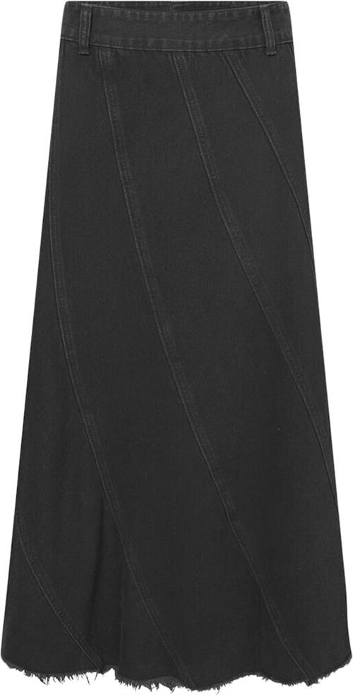 HUNKØN Mette Denim Skirt Kvinde Black Maxi Nederdele Str L Denim - hos Magasin