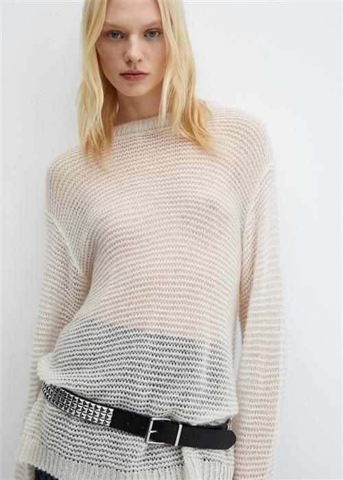 MANGO Semitransparent Knitted Sweater Kvinde Light Beige Sweaters Str XS - hos Magasin