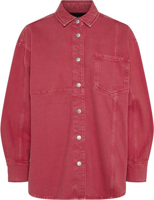 Pieces Pcfria LS Denim Shirt D2D Kvinde High Risk Red/washed Skjorter Loose Fit Str S Denim - hos Magasin