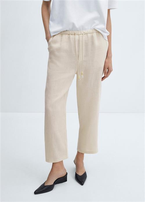 MANGO 100 Linen Trousers Kvinde Light Beige Hørbukser Str XL - hos Magasin