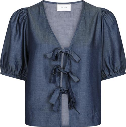 Se Neo Noir Bianca Chambray Blouse Kvinde Dark Navy Kortærmede Bluser Str 40 - hos Magasin ved Magasin