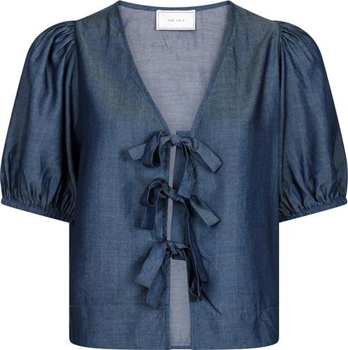 Neo Noir Bianca Chambray Blouse Kvinde Dark Navy Kortærmede Bluser Str 38 - hos Magasin