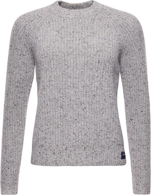 Superdry Tweed RIB Crew Kvinde Dove Grey Twist Sweaters Str L - hos Magasin