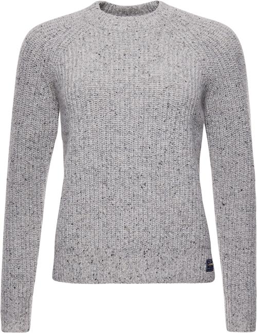 Superdry Tweed RIB Crew Kvinde Dove Grey Twist Sweaters Str M - hos Magasin