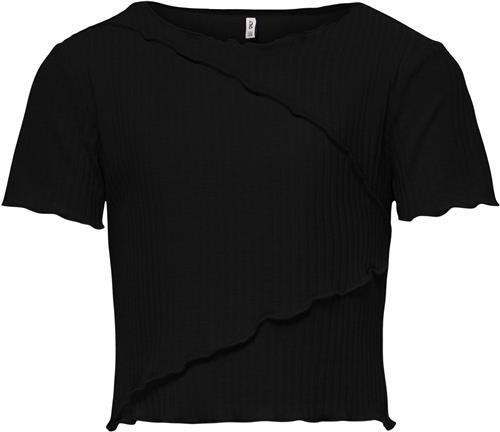 ONLY Kognella S/S Oneck Cutline TOP JRS Str 134/140 - Sort Kortærmede T-shirts hos Magasin