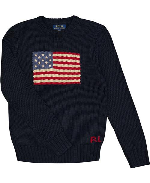 Se Polo Ralph Lauren Combed Cottonflag CN Swtr-tp-swt Str L - Blå Strik hos Magasin ved Magasin