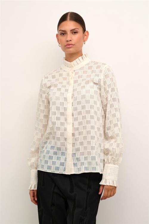 Karen by Simonsen Maggakb Blouse Kvinde Egret Langærmede Bluser Str 40 - hos Magasin