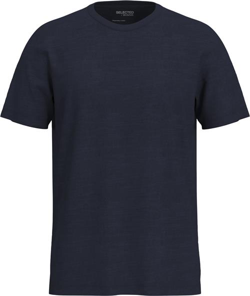 Selected Homme Slhaspen Slub SS Oneck TEE Noos Mand Blå Kortærmede T-shirts Regular Fit Str S - hos Magasin