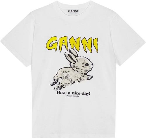 Ganni Basic Jersey Bunny Relaxed Tshirt Kvinde Bright White Kortærmede T-shirts Str S - hos Magasin