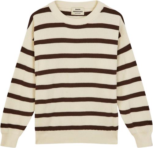 Mads Nørgaard - Copenhagen Nivi Eco Lindy Stripe Sweater Kvinde Brun+Hvid+Striber Sweaters Str L - hos Magasin