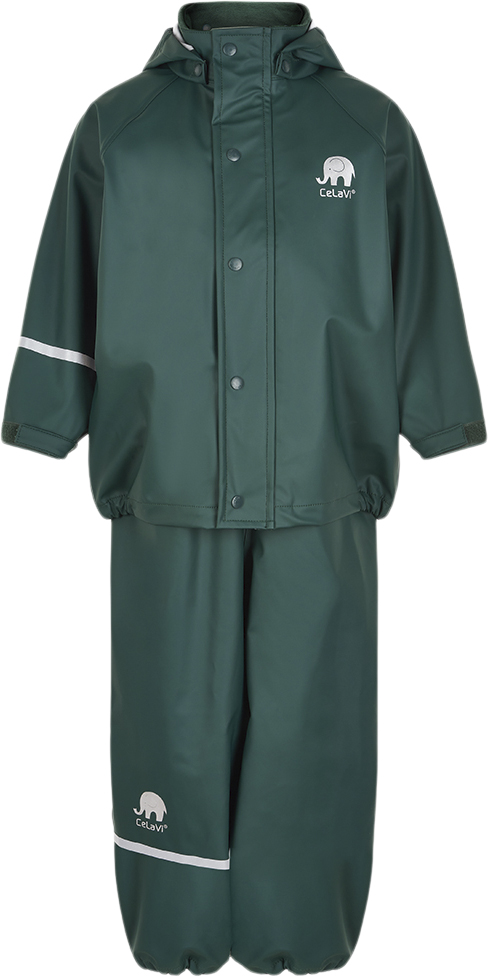 Se CeLaVi Basic Rainwear set Solid PU Str 80 Unisex - Ponderosa Pine Regntøj hos Magasin ved Magasin