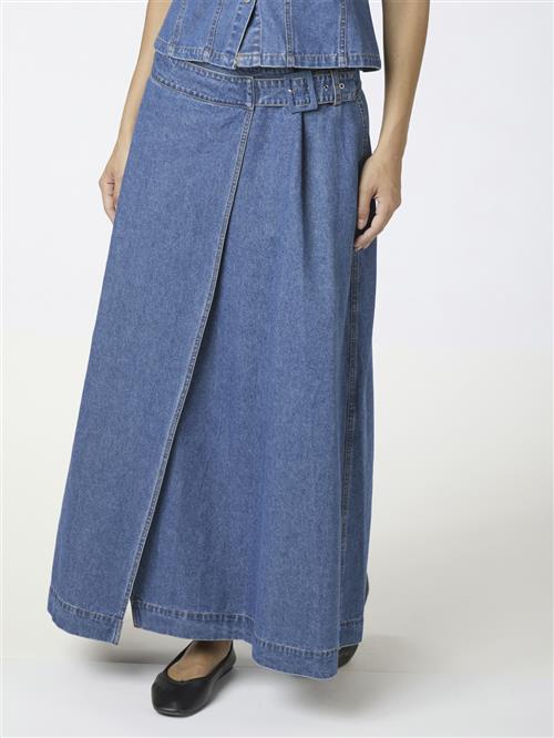 Neo Noir Nina Wrap Denim Skirt Kvinde Blue Maxi Nederdele Str 40 Denim - hos Magasin