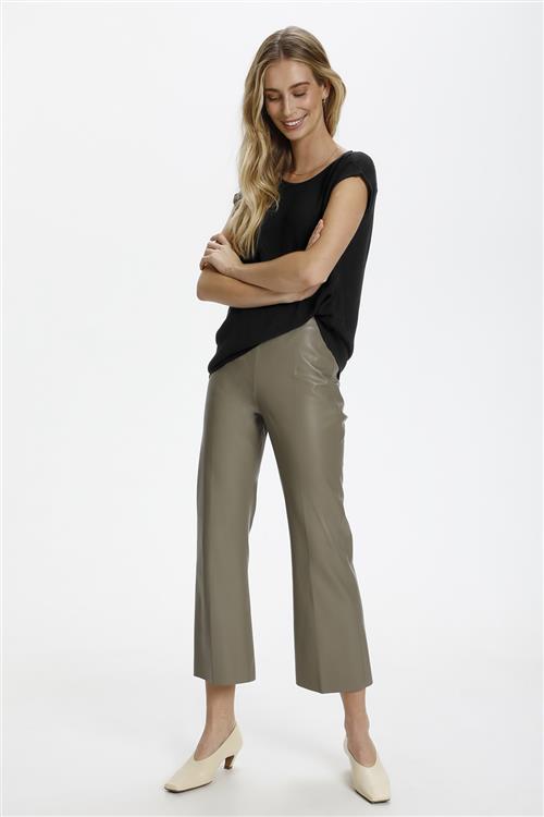 Soaked in Luxury Slkaylee PU Kickflare Pants Kvinde Brindle Læderbukser Skinny Fit Str S - hos Magasin