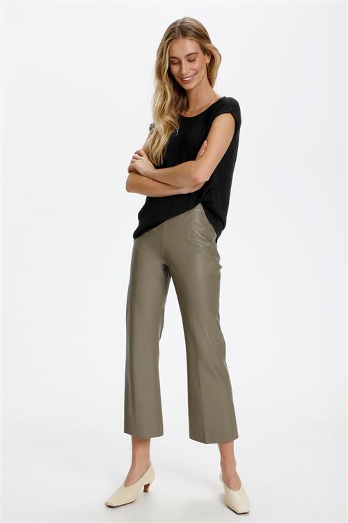 Se Soaked in Luxury Slkaylee PU Kickflare Pants Kvinde Brindle Læderbukser Skinny Fit Str M - hos Magasin ved Magasin